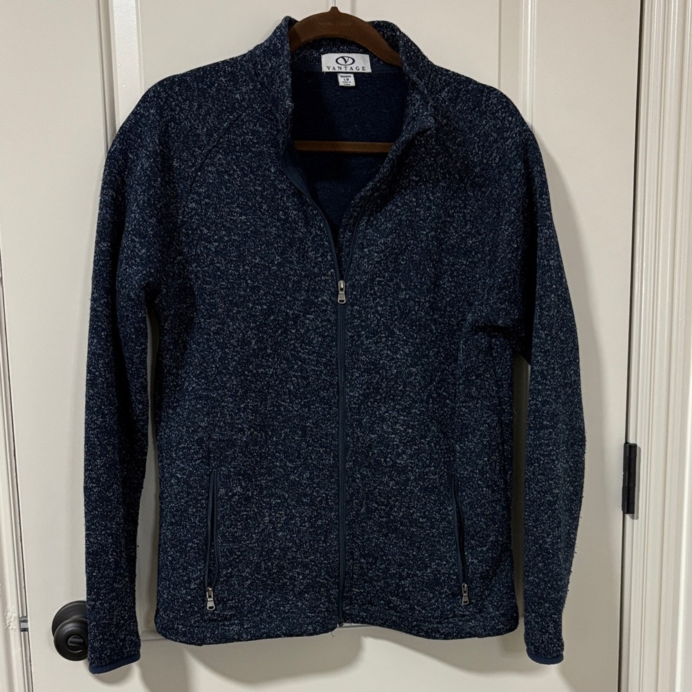 Women's Navy Full-Zip Knit Jacket